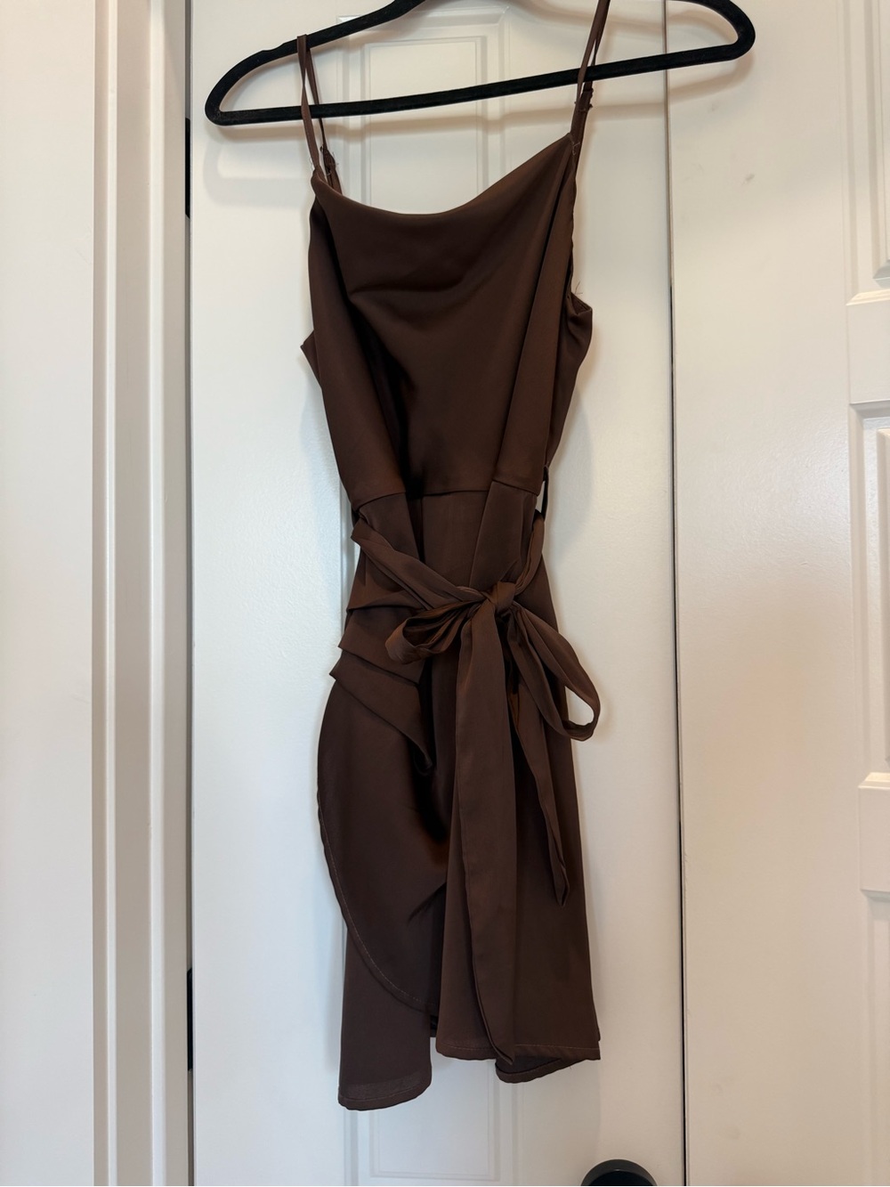 Satin brown mini dress
